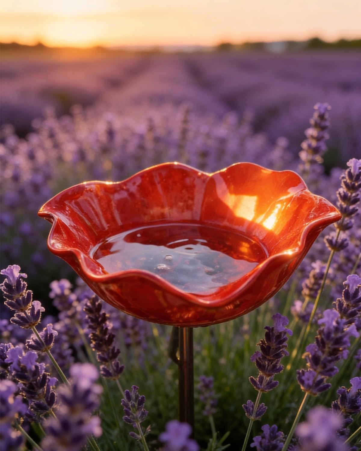 Paletto da giardino in metallo fatto a mano con vasca da bagno per api e ciotola per uccelli - Arte decorativa per esterni, stazione di irrigazione per farfalle e impollinatori, regalo decorativo da