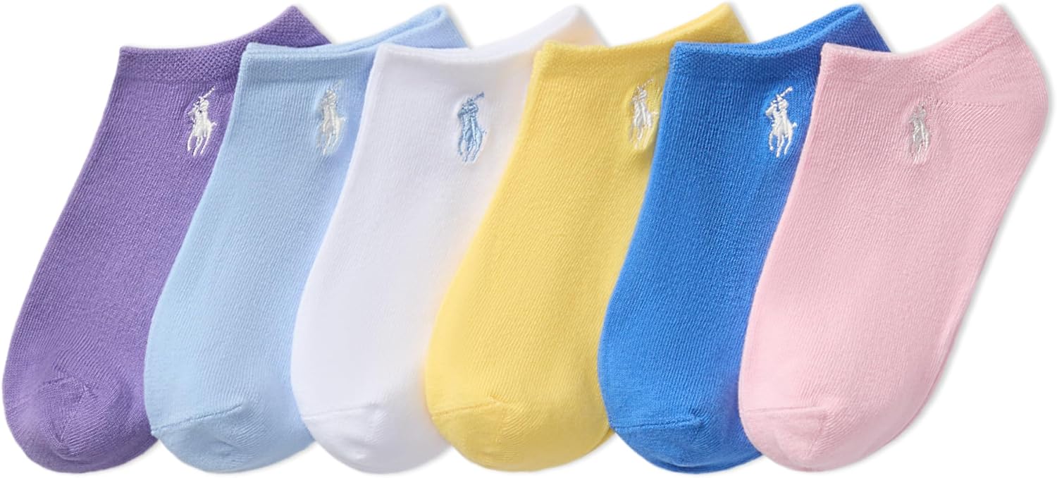 POLO RALPH LAUREN Girls' Athletic Performance Low Cut Soft Lightweight Comfort Socks (6-Pack)