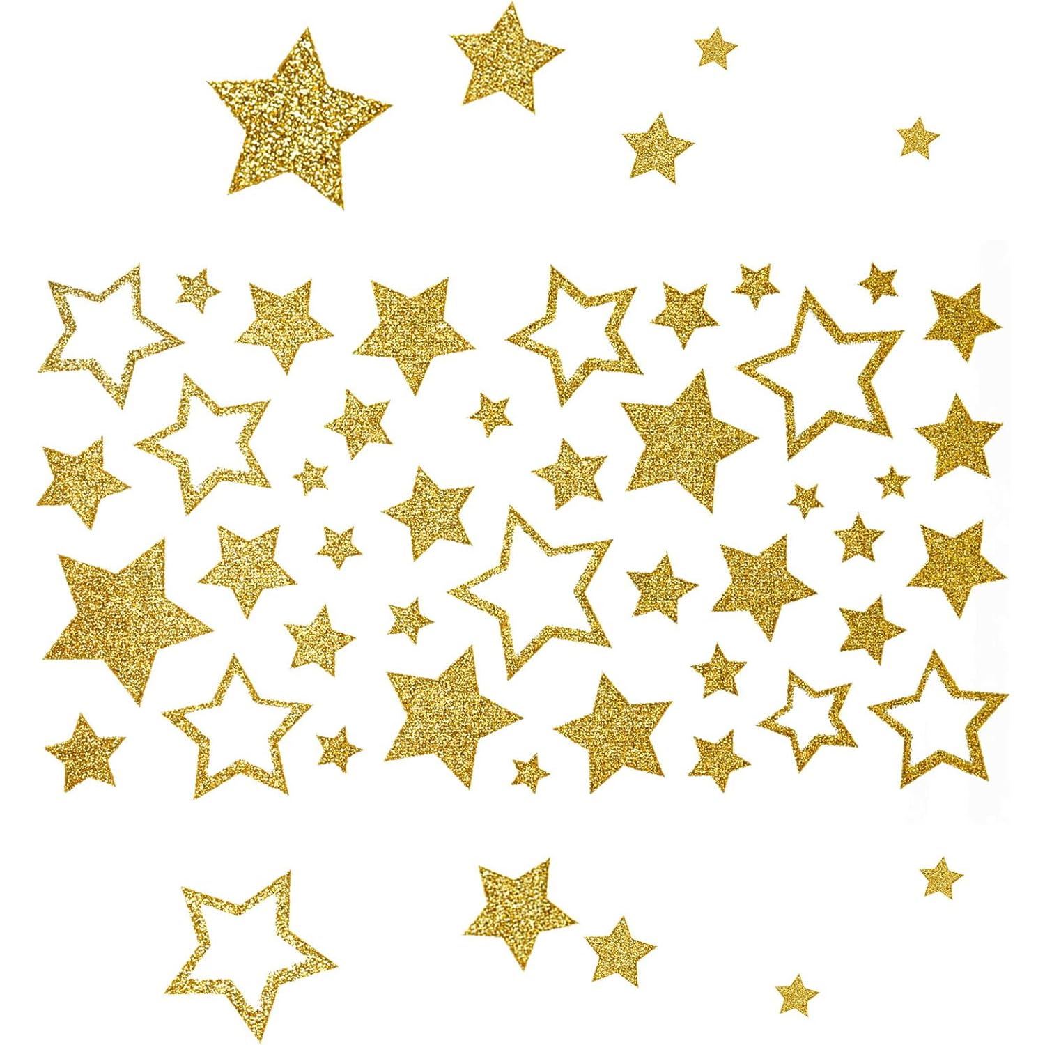 YXHZVON 6 Hojas Pegatinas de Navidad, Pegatinas de Estrella con Purpurina Doradas, Pegatinas Estrellas Brillantes Autoadhesivas para Fiestas de Bricolaje Navidad Boda Aniversario