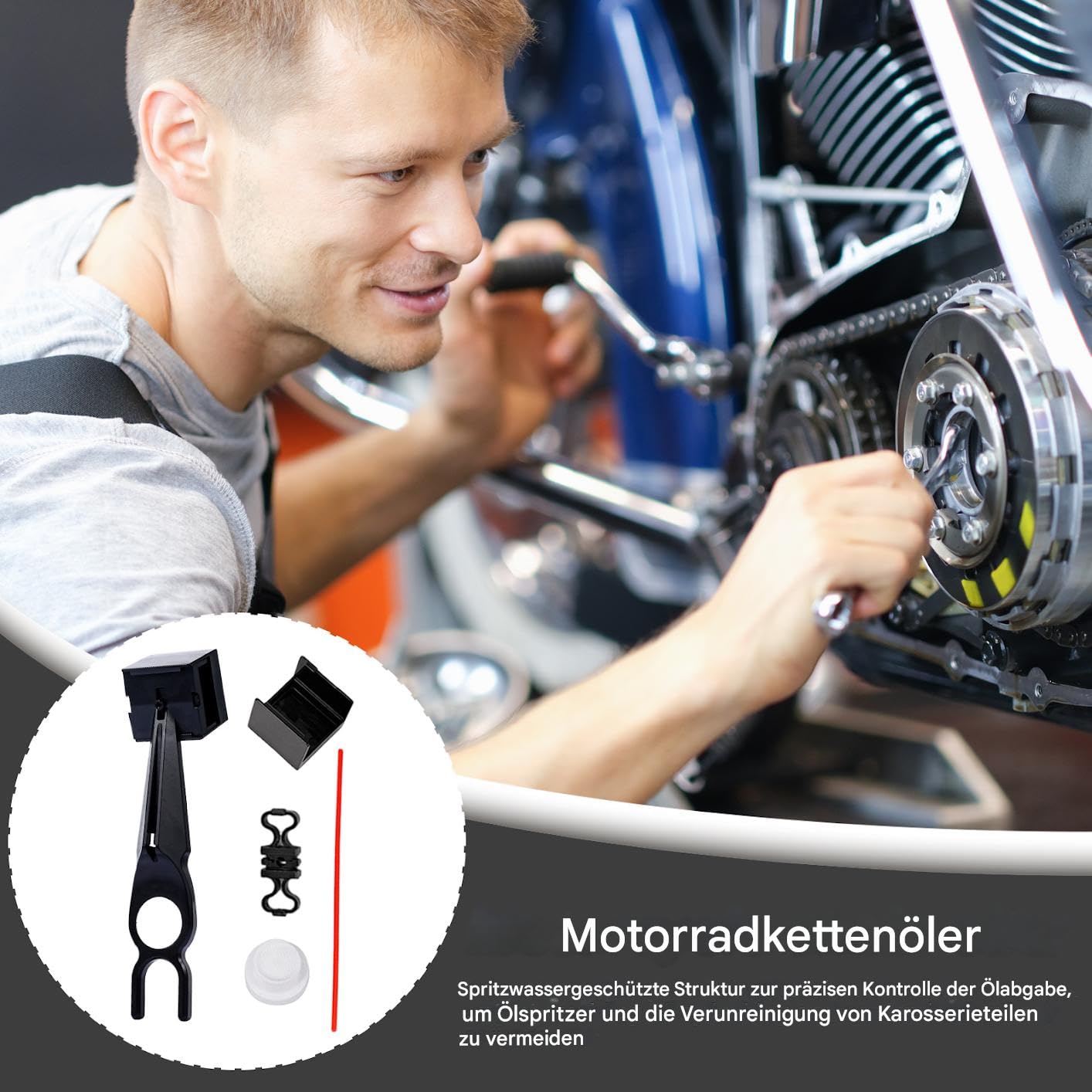 Applikator für Motorrad Ketten Schmiermittel - Präziser Öler - Spritzwassergeschütztes Kettenöl-Werkzeug | Für Motorradfahren Reinigung Wartung und mechanische Komponenten