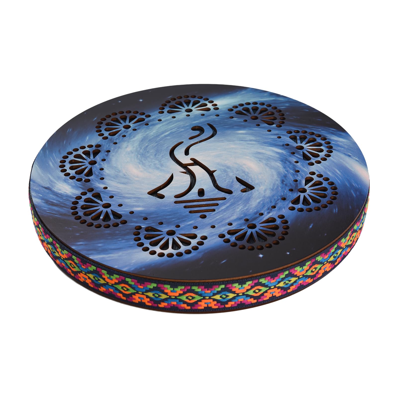 Btuty 10 Pollice Ocean Drum Etnico Percussione Strumento Dipinto Modello di Tamburo di Legno di Betulla Bordo Intrecciato per Casa Forniture per Feste Musica Onomatopeica Portatile Tamburo A Mano