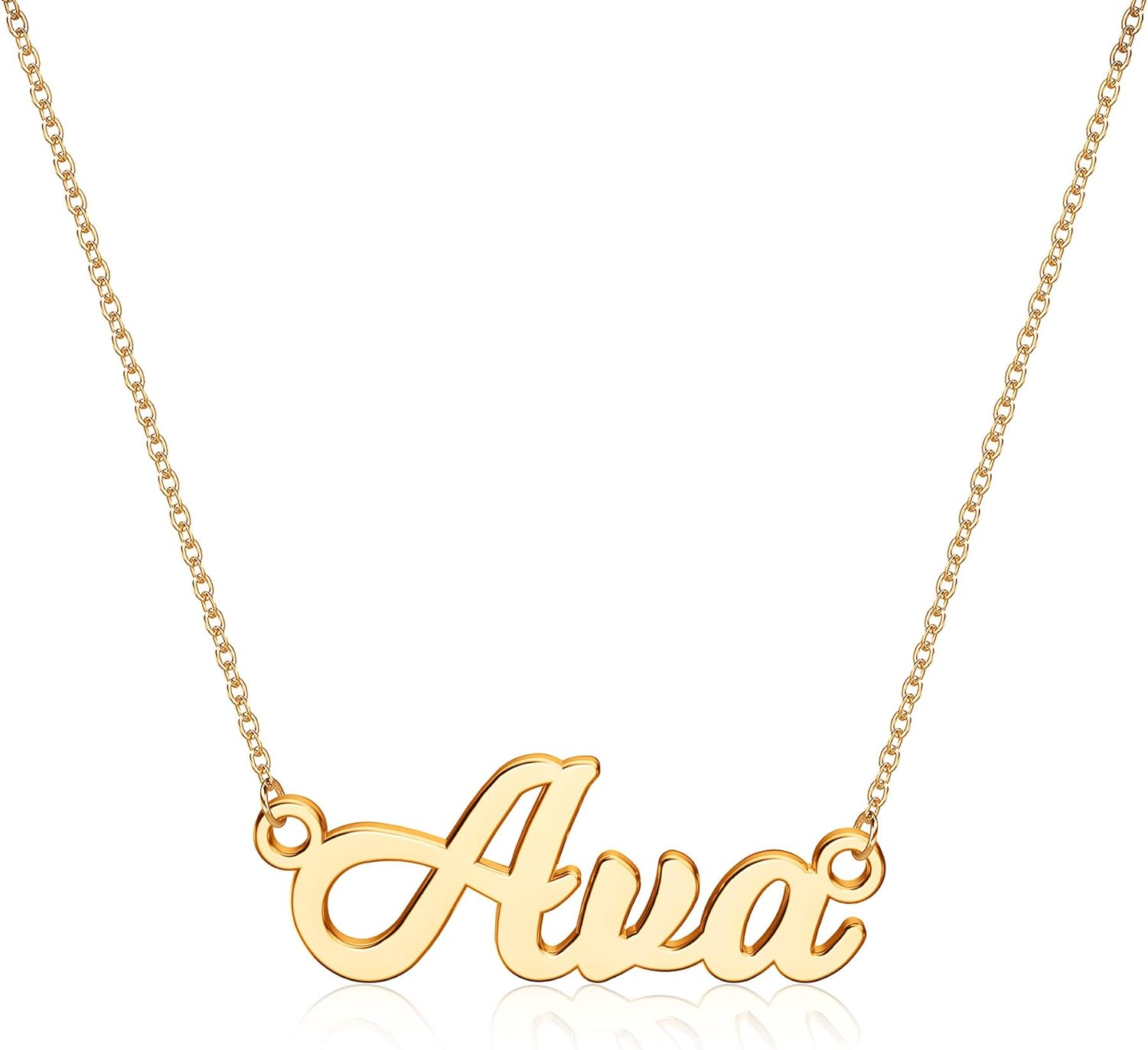 Ursteel Custom Name Necklace Personalized, Valentines Gifts for Her, 14K Gold Plated Personalized Name Necklace Dainty Name Plate Necklace Jewelry Personalized Gifts for Women