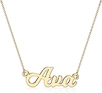 Ursteel Personalized Name Necklace - 14K Gold Plated Dainty Custom Nameplate Stainless Steel Jewelry for Women, Ideal Gift
