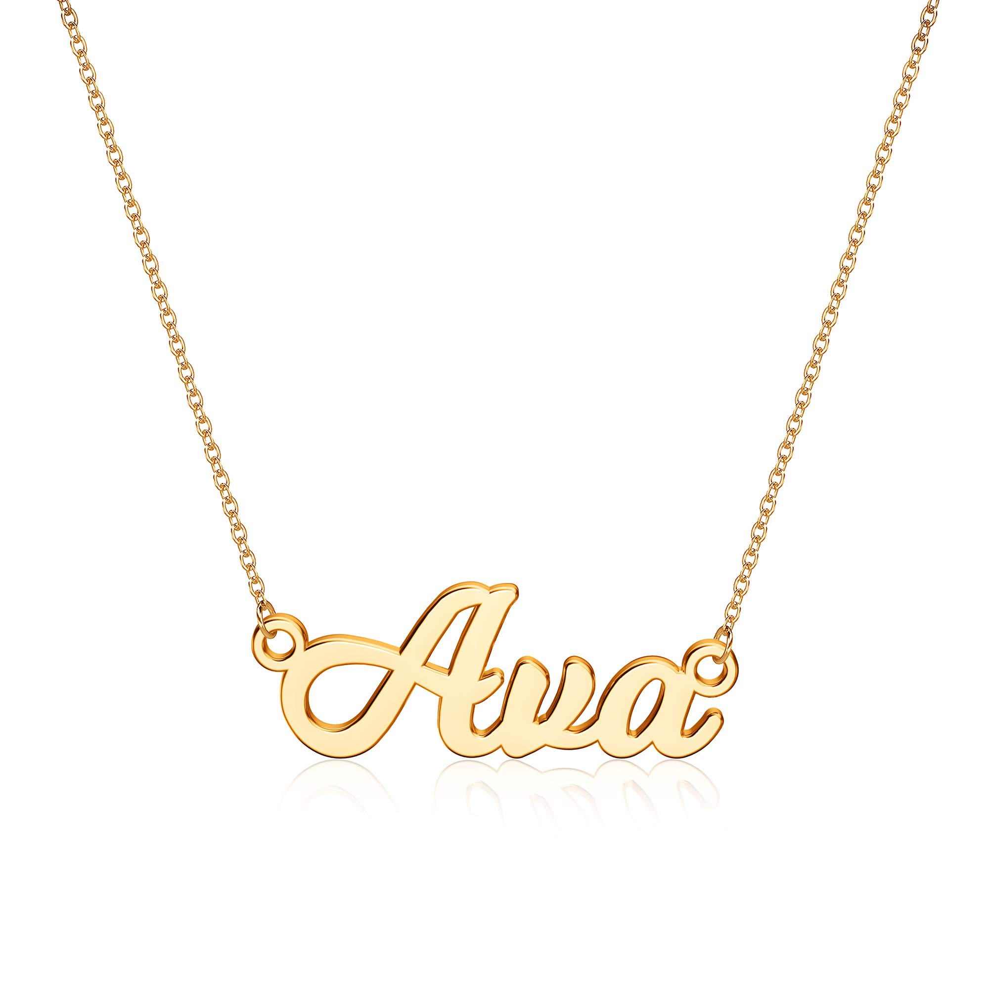 Custom Name Necklace Personalized, Valentines Gifts for Her, 14K Gold Plated Personalized Name Necklace Dainty Name Plate Necklace Jewelry Personalized Gifts for Women