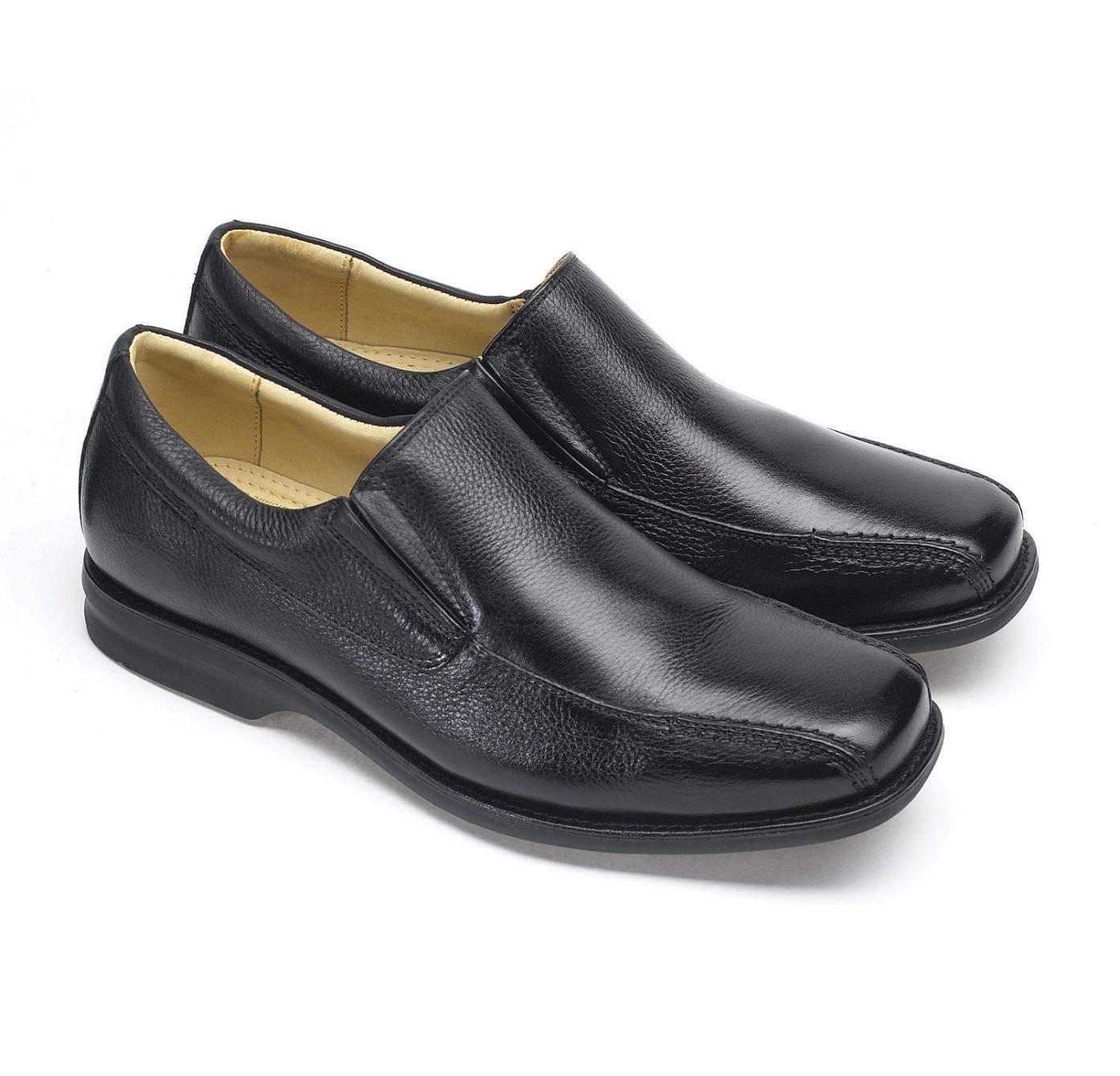Anatomic & CoBelem Men's Leather Slip-On Shoes, Wide Fit, Workwear, Smart, Sustainable (Black and Cedar, Sizes 6-15)