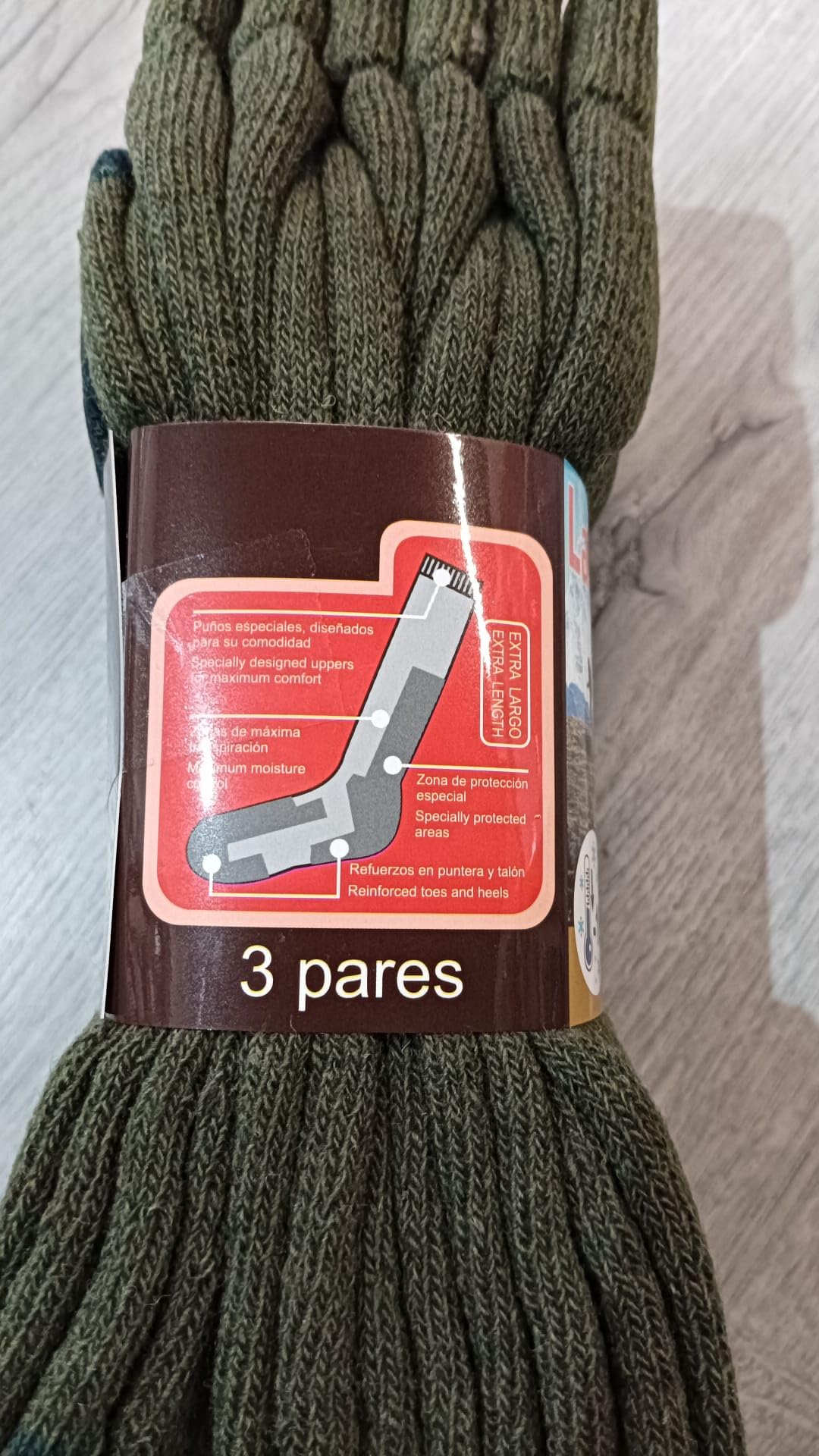Genérico 3 pares de Calcetines Unisex Verde Oliva 50% Lana Transpirables de Media Caña, Suaves y Resistentes para Uso Casual, Deportivo o Trekking Ligero | Talla 40 al 45 EUROPA |
