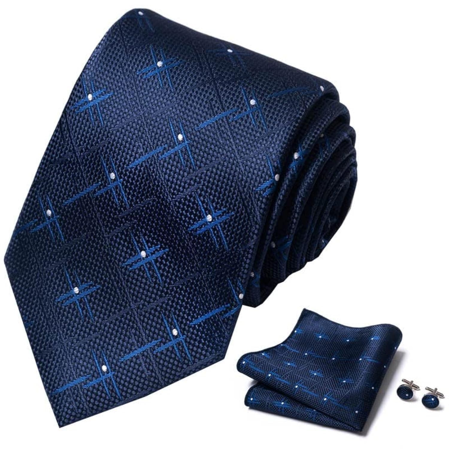 Ties for Men Set with Pocket Square Cufflink and Tie Clip | Necktie Handkerchief in Gift Box for Wedding and Business