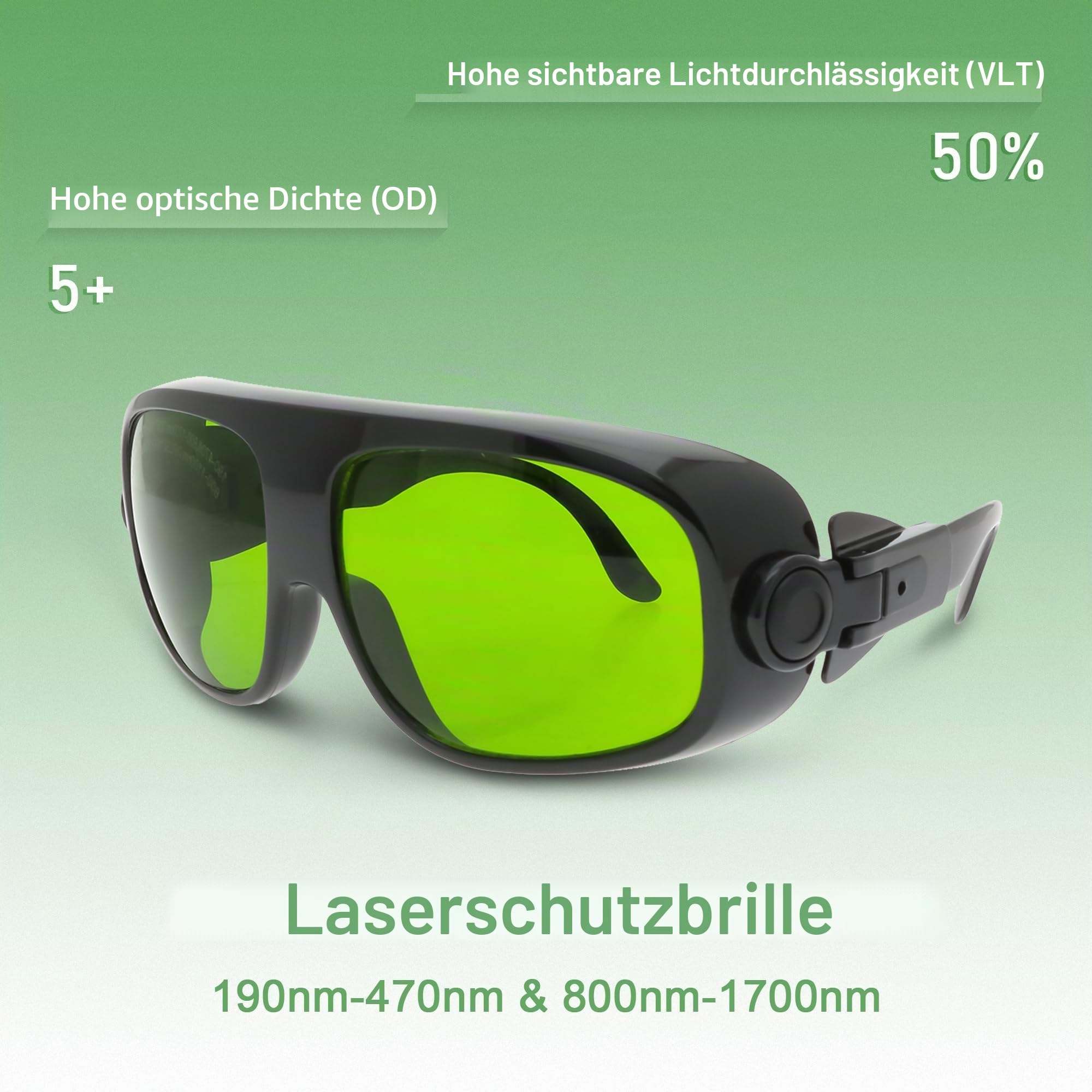 MCWlaser Laser Schutzbrille 1064nm 1080nm Brille CE OD5+ Laser Safety Goggles 190-470nm & 800-1700nm Für Fiber Laserreinigung Schweißen UV-Markierung Diode, ND:YAG Laser Absorption Type EP-8 Stil 11
