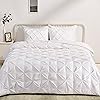 Amazon Basics Soft, Lightweight Queen Size Comforter Sets, All-Season Down-Alternative 3-Piece Bedding Set, Pinch Pleat Design, Full/Queen Size, Bright White