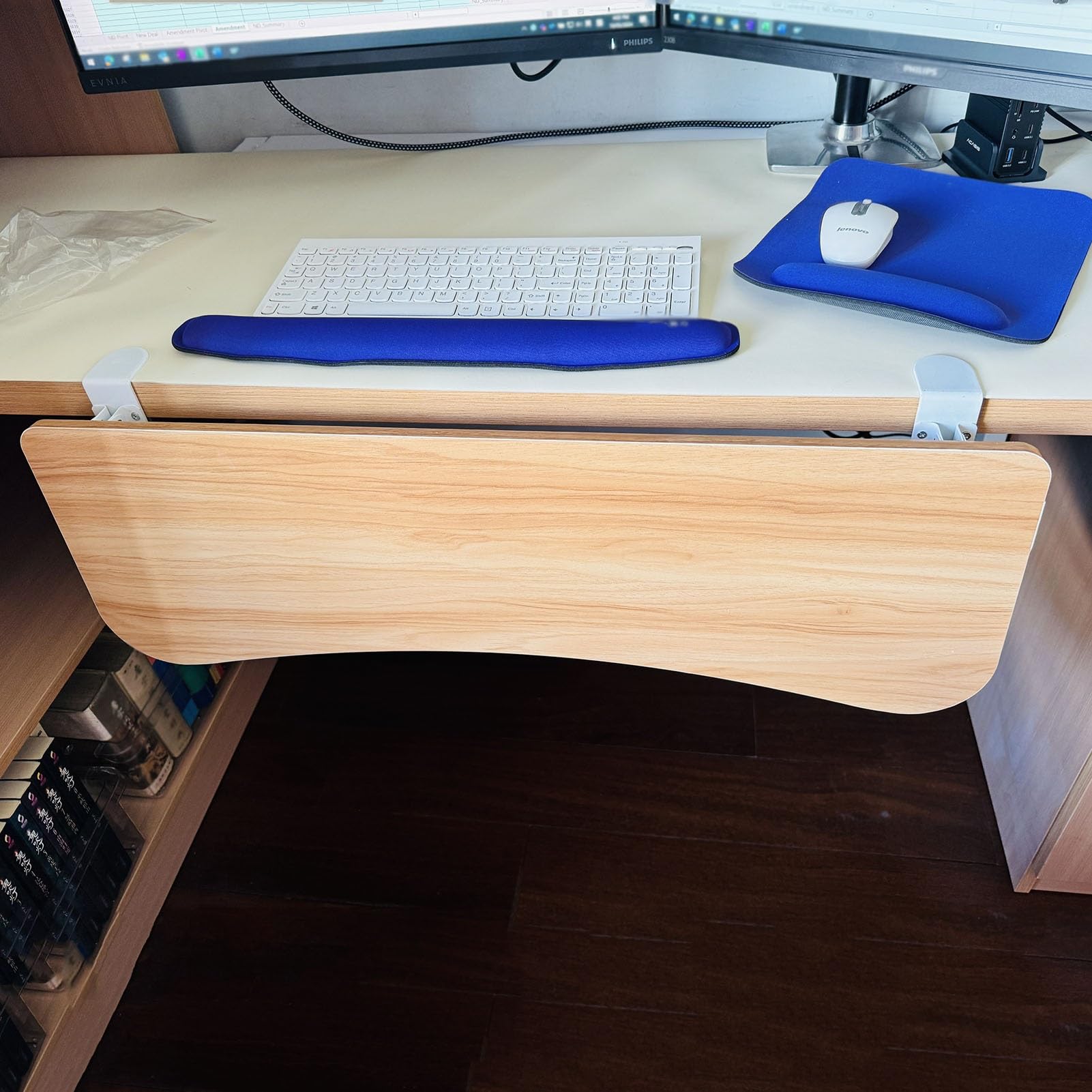 Clamp On Desk Extension Foldable Keyboard Tray Desk Extender - Ergonomic Clamp-On Armrest For Office & Home Desk Extender White - View #11