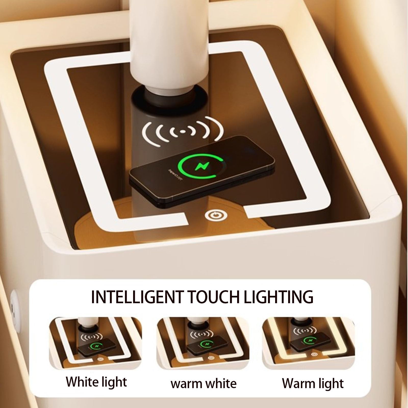 LED Nightnd z głośnikiem Bluetooth, blokada hasła, ładowanie przewodowe, nowoczesny stolik z ostrzem (30 cm / 11.8in) idealny do dekoracji pokoju