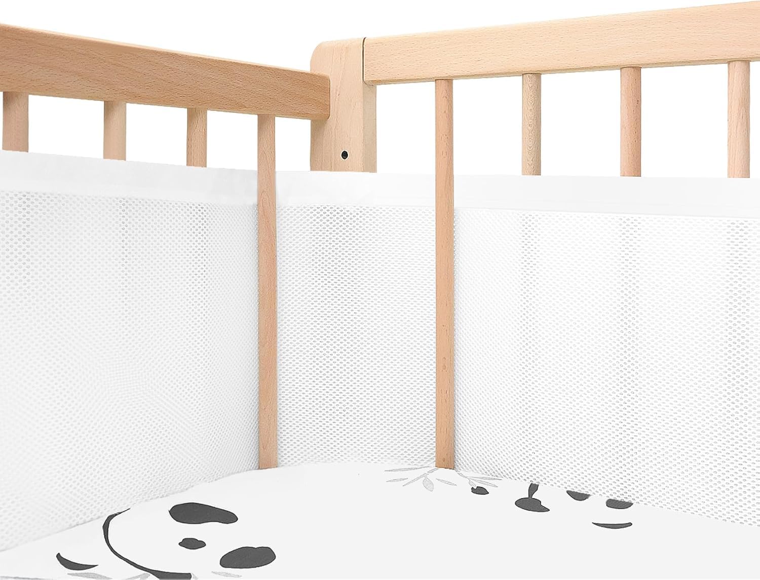 Coclux Baby Cot Bumper,Baby Boys Girls Nursery Breathable Crib Bed Liner Bumper Set,Airflow Safe 3D Mesh Crib Liner. (White)
