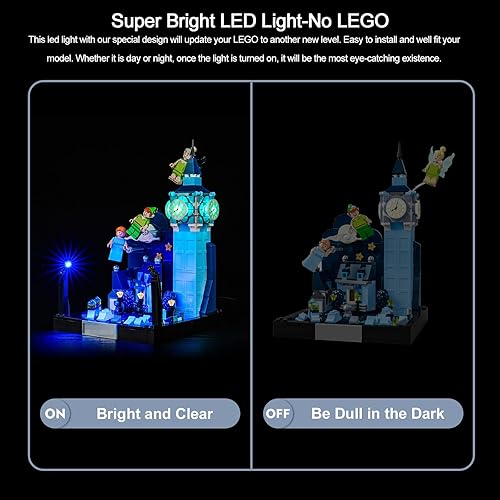 Miniatura 5 de BrickBling Luz LED para Lego Disney Peter Pan y Wendy's Flight Over London, kit de iluminación creativa compatible con Lego 43232 (solo luces, sin