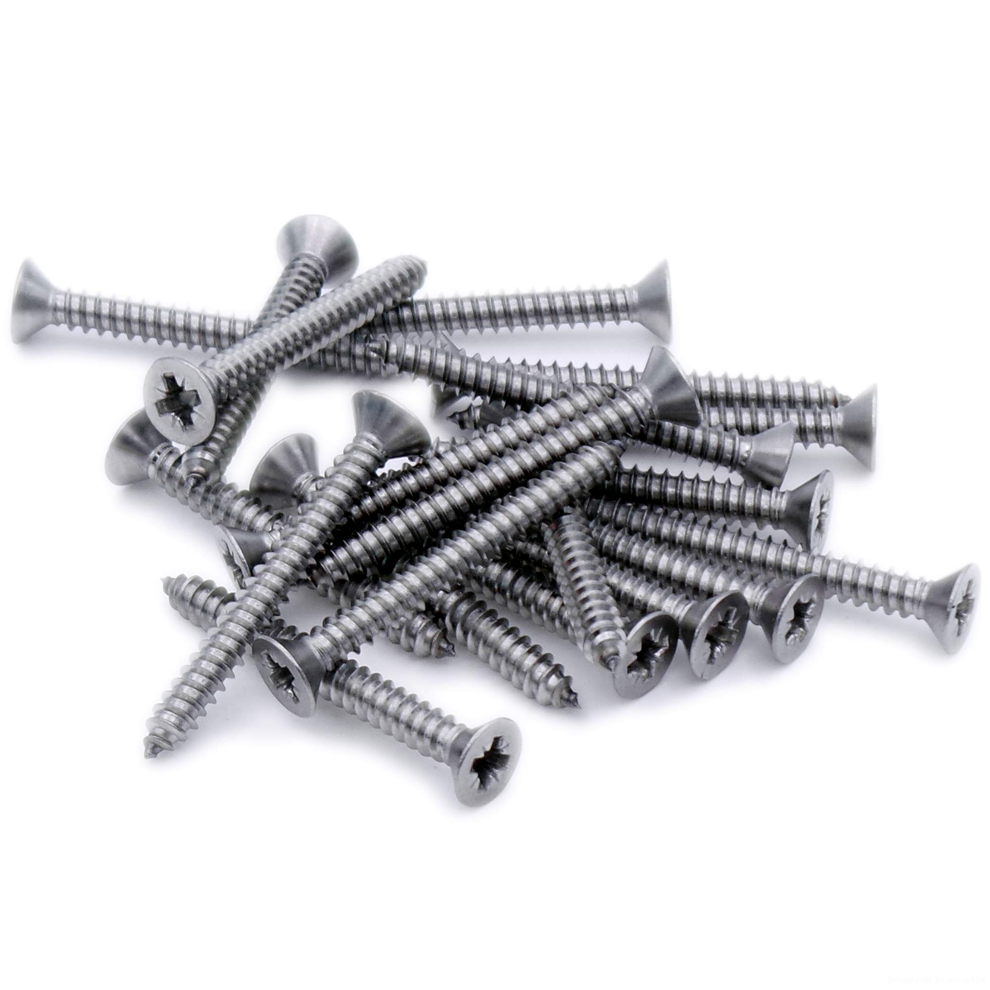 Singularity Supplies Silver No.8 X 0.625 (4.2Mm X 16Mm) Pozi Countersunk Self-Tapping Screw - Stainless Steel (A2) (Pack Of 20)