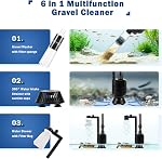 AQQA Aquarium Gravel Cleaner Siphon Kit,6 in 1 Electric Automatic Removable Vacuum Water Changer,Multifunction Wash Sand Suck The Stool Filter 110V/ 20W 320GPH (20W 320GPH)
