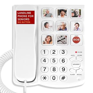 Uvital Big Button Phone for Seniors, Corded Landline Phone with 9 One-Touch Dialing Big Buttons, Hands-Free Calling, Loud Ringer, Easy to Use for Visually Impaired Telephone for Seniors - Amazon product rated Grade A