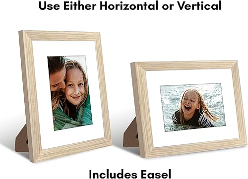 Miniatura 5 de Americanflat Portarretratos color roble natural de 8 x 10 pulgadas, para foto de 5 x 7 pulgadas con paspartú u 8 x 10 sin, madera artificial,