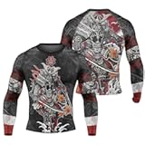 Samurai Warrior Men&apos;s Rash Guard Shirts Long Sleeve&comma; Baselayer Compression Shirt for Jiu Jitsu MMA
