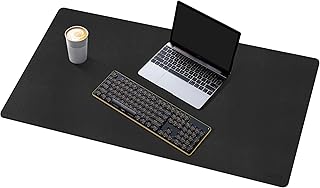 Mydours 90x40cm Große Schreibtischunterlage, PU Leder & Rutschfest Wildleder, Wasserdichte Tischunterlage für Laptop, Maus und Tastatur, Multifunktional Mauspad Ideal für Büro, Home-Office (Schwarz)