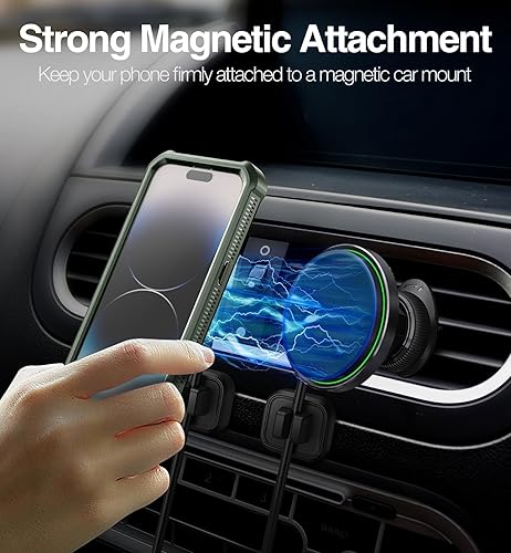 Miniatura 7 de Dexnor Funda magnética para iPhone 14 Pro, compatible con MagSafe, protector de pantalla y soporte integrados cuerpo completo, a prueba de golpes,