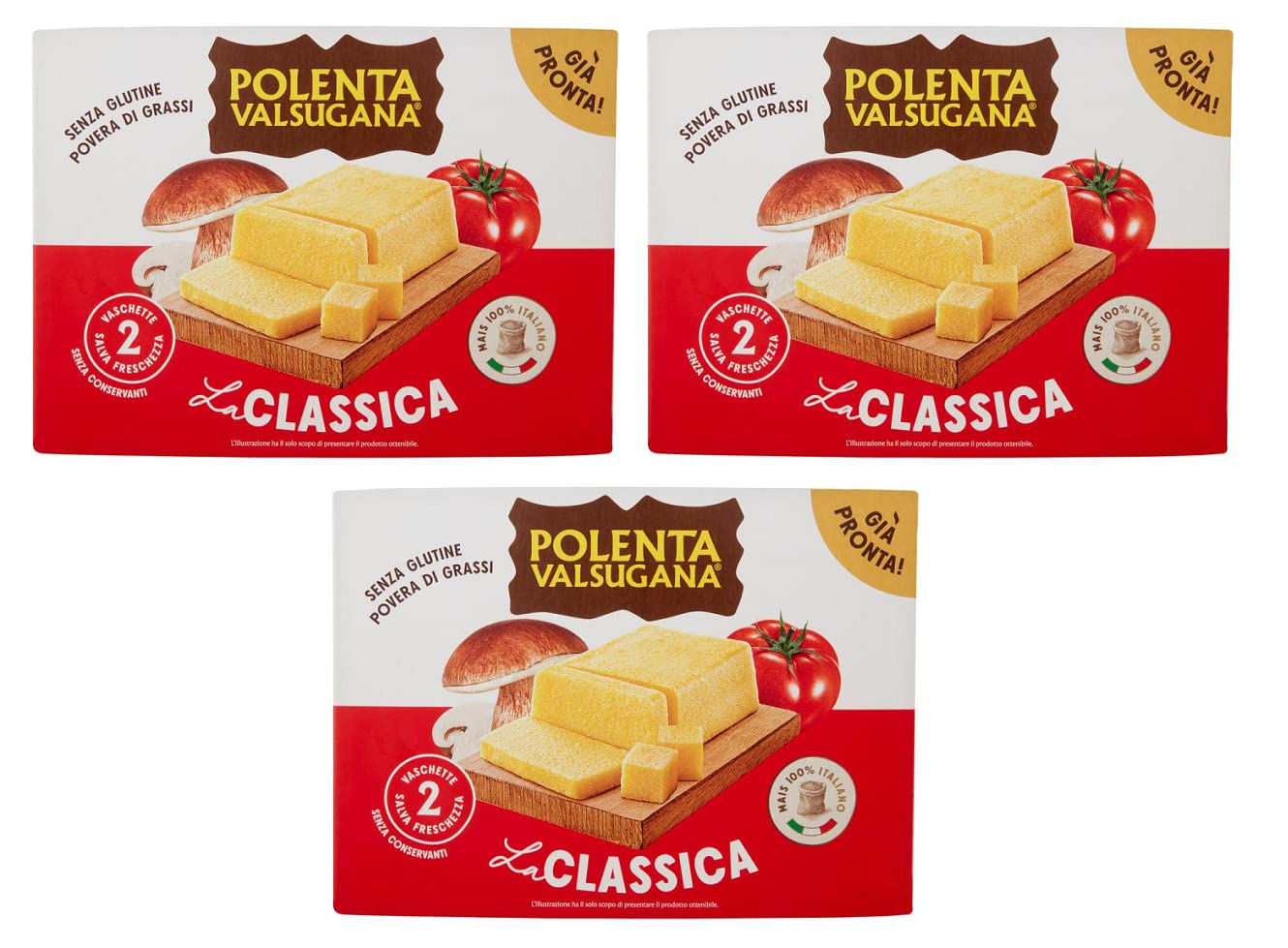 Polenta Valsugana La Classica Lot de 3 plats préparés avec 100 % maïs italien 1200 g