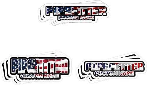 Pipefitter - Calcomanías personalizadas para casco y parachoques, 3 unidades, para fontanero, con la bandera de Estados Unidos, para regalo