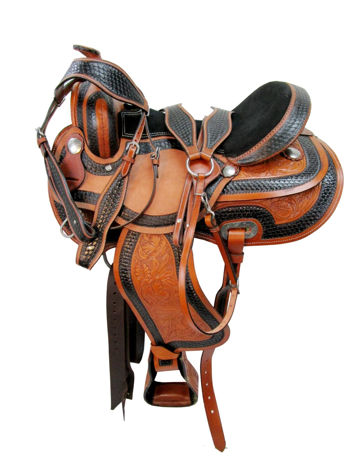 Western GAITED Horse Saddle 18 17 16 15 Pleasure Horse Trail Tooled Leather TACK (17 in)