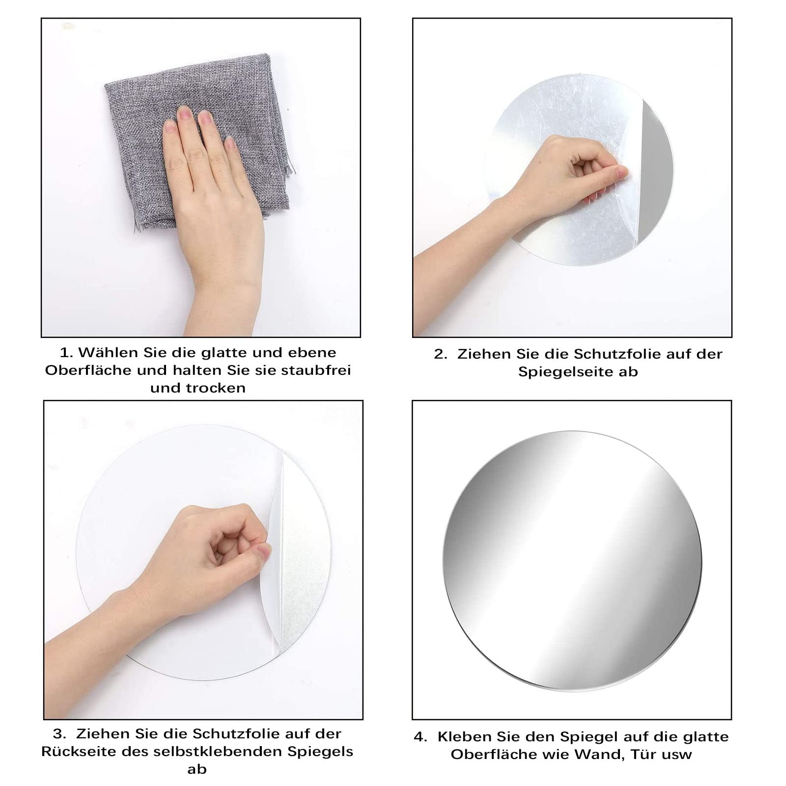 ASSRECT 30 Pièces Petit Miroir Rond 5cm Miroir Mural Adhesif Miroirs Acryliques Autocollants Plastique Bricolage Décoration Murale sans Cadre pour Salle De Bain Salon Chambre (Argent