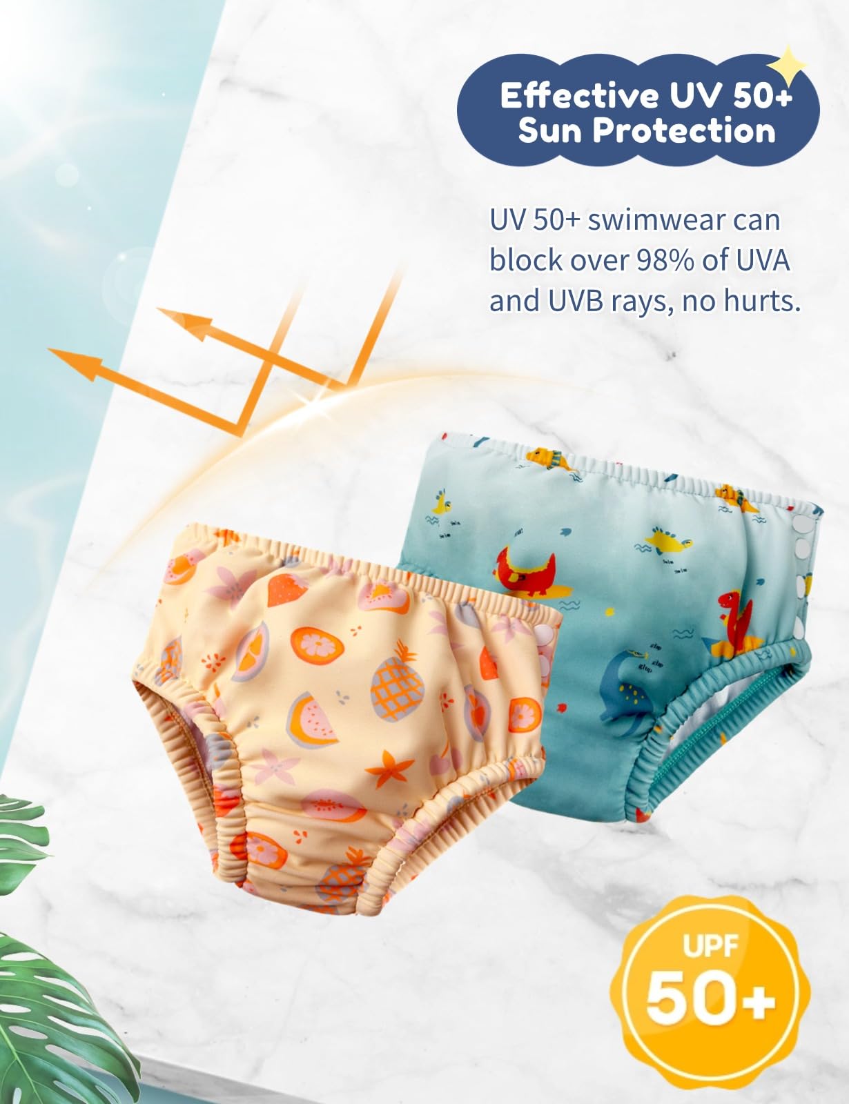 weVSwe Pannolino Da Bagno Riutilizzabile Per Neonate Upf 50+ Pannolino Da Nuoto Per Neonati Lavabile Assorbente Per Bambini Piccoli Lezione Di Nuoto Frutti Arancioni 0-6 Mesi