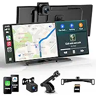 11.5" Portable Carplay Screen for Car,Wireless Car Play Screen with Carplay,Android Auto,OTA Updates,60FPS,4K Dash Cam + 1080P Backup Cam (with a Camera Bracket),Voice Control,GPS Navigation
