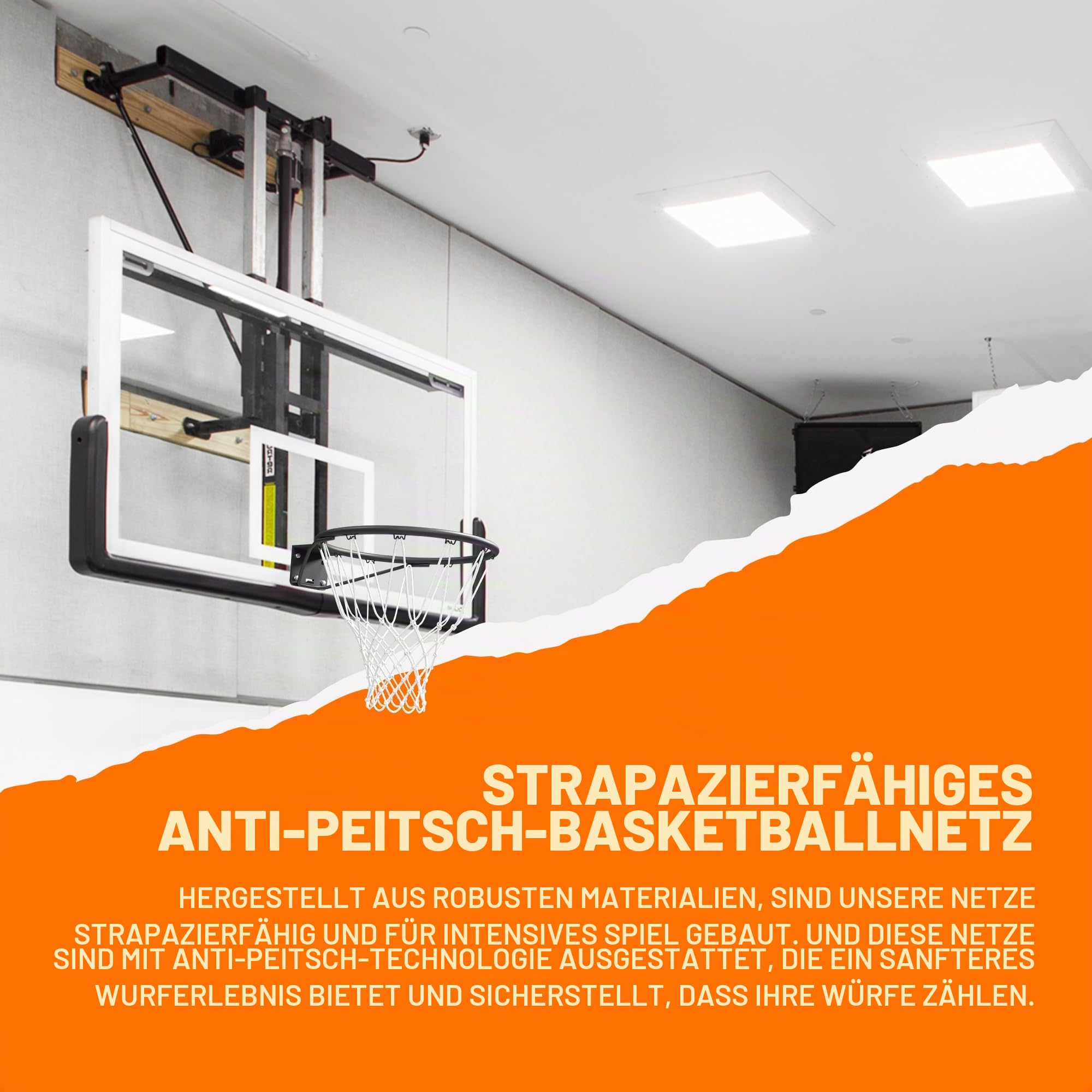 Bee Ball Basketballkorb, Offizielle Größe (45 cm), Basketballring, Netz und Wandhalterung