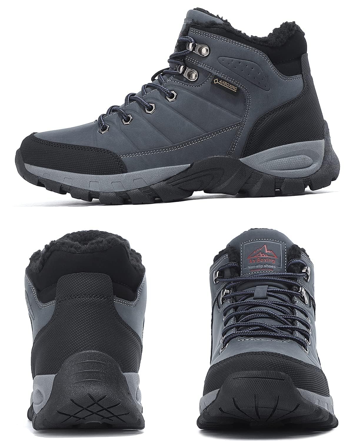 ARRIGO BELLO Stivali da Neve Uomo Scarpe Invernali Foderate di Pelliccia Calda Caviglia Stivali Piatti Sport Escursionismo Boots Taglia 41-46