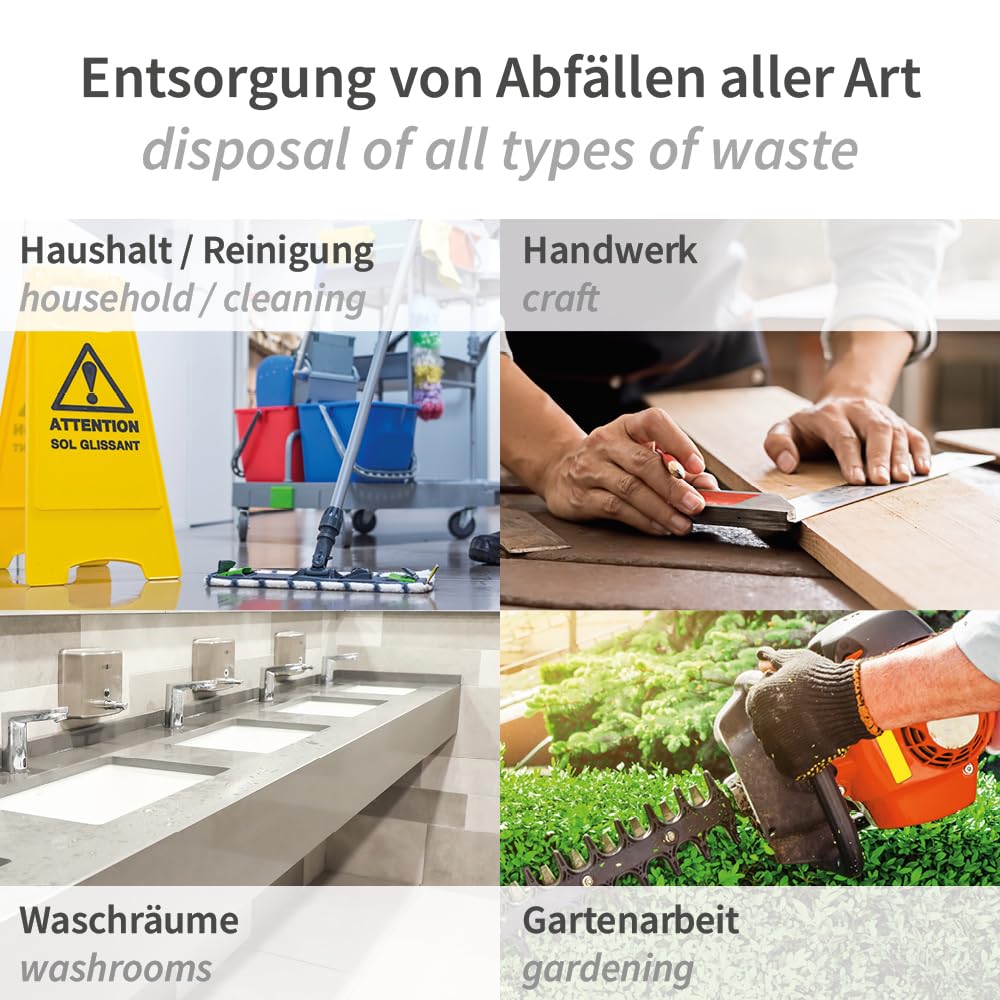 150 Stück, Müllsäcke, FRANZ MENSCH, 120 l, gelb, Zugband, LDPE, 45my, Rolle | 110 x 70 cm, recycelt, stabil, reißfest, Müllbeutel, Mülltüten, trash bags, für Mülltonnen, Garten