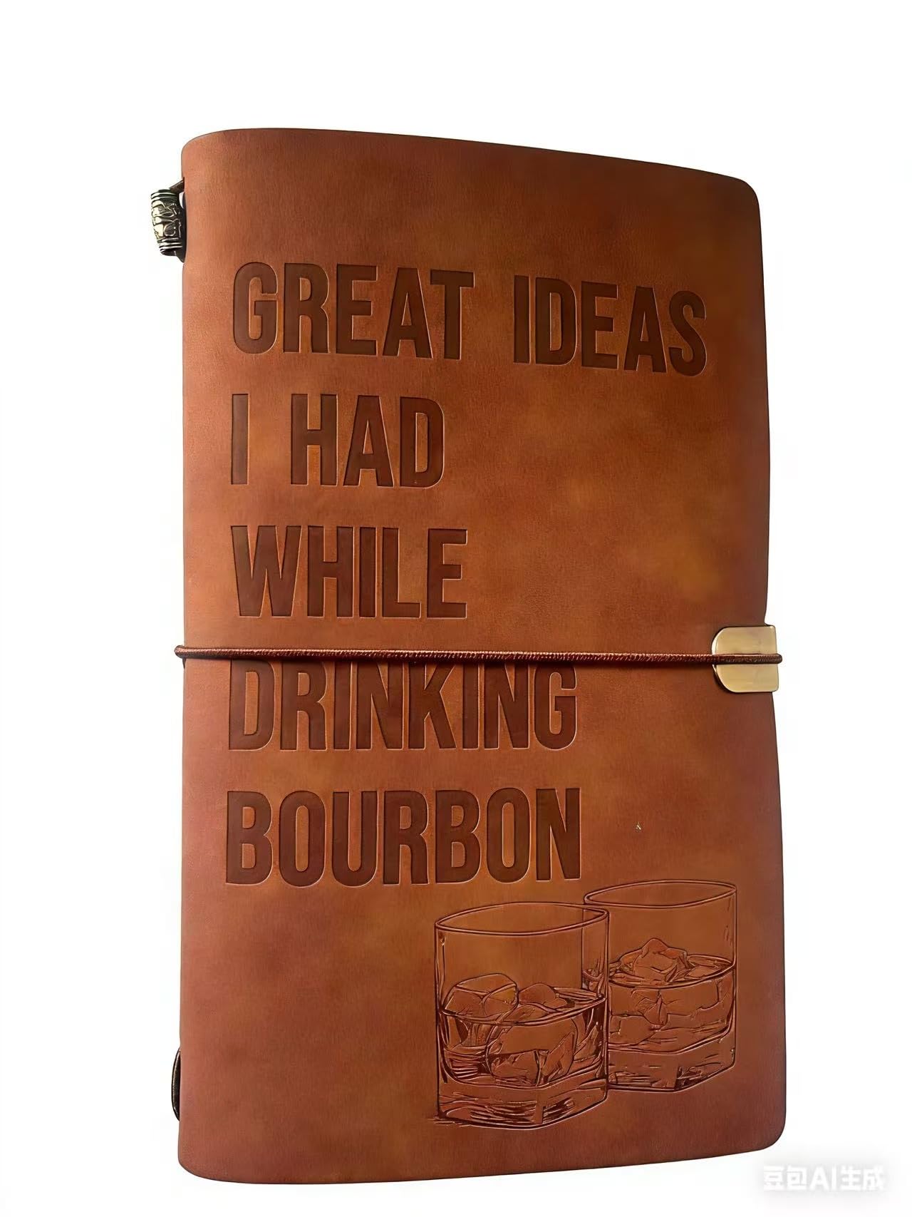 Carnet de notes en cuir véritable marron reliure bourbon 140 pages A6 - 3