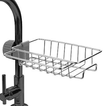 ALPENKOK Stainless Steel Faucet Sponge Holder, 360 Rotating Design