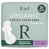 Rael Pads for Women, Organic Cotton Cover - Period Pads with Wings, Feminine Care, Sanitary Napkins, Ultimate Absorbency, Unscented, Ultra Thin (Extra Long Overnight, 24 Count)