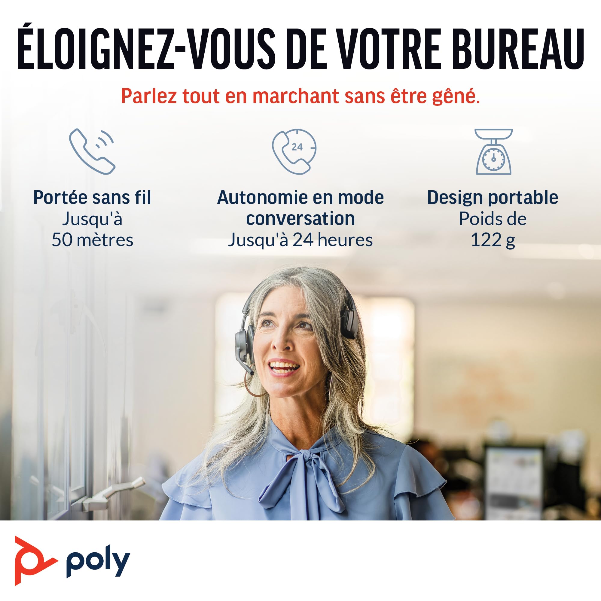 Micro-casque sans fil Poly Voyager 4310 UC - Micro-casque Bluetooth monaural avec perche de microphone antibruit - Connexion à un PC/Mac/Téléphone portable via Bluetooth - Fonctionne avec Teams, Zoom