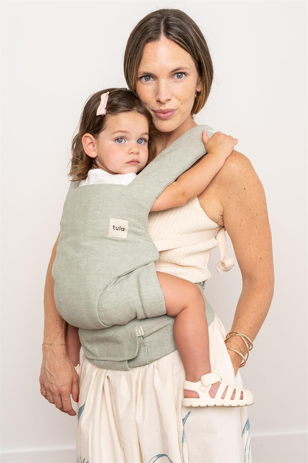 Baby Tula Explore Carriers - Breathable Baby Carrier Newborn to Toddler - Adjustable Toddler Carrier - Multiple Ergonomic Positions Front and Back - Ergonomic Fit for 7-45 lb - Linen, Spruce