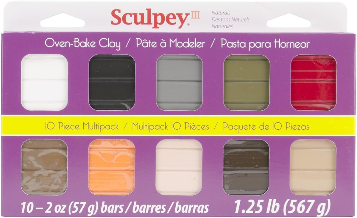 Sculpey III 10 Classic Colors of Polymer Oven-Bake Clay, Non Toxic 1.25 lbs., great for modeling, sculpting, holiday, DIY & school projects. Perfect for Kids, beginners and artists!