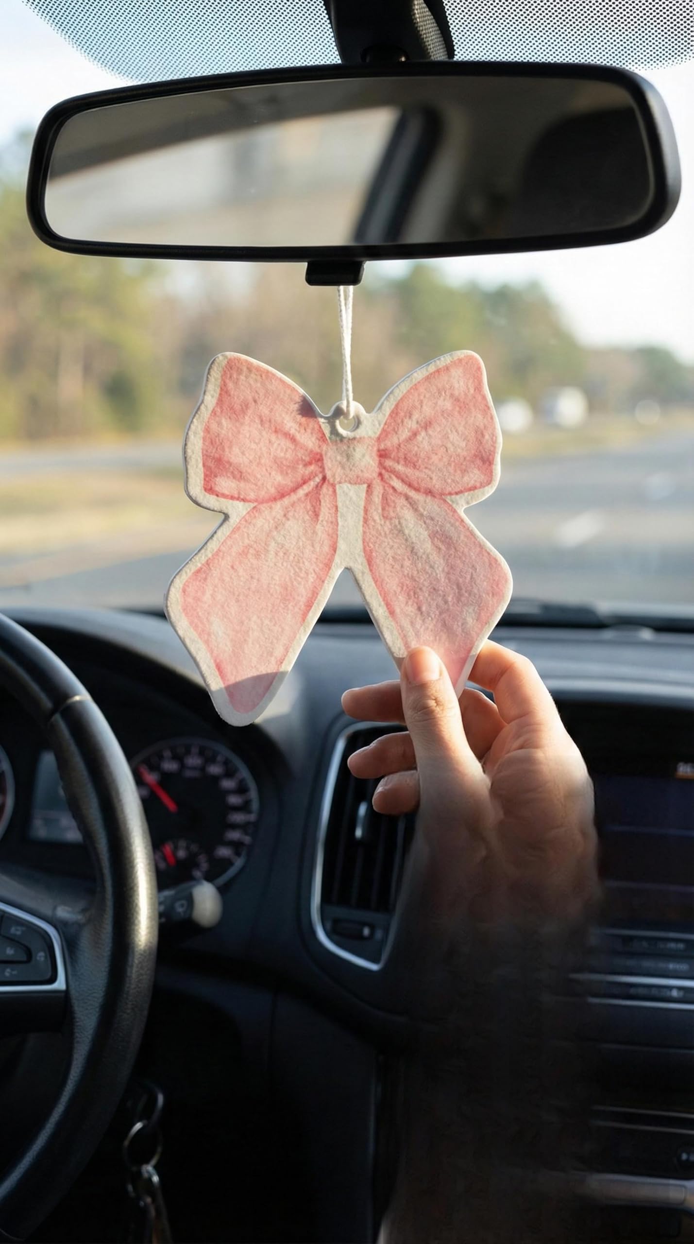PCS Pink Bow Car Air Freshener, Cute Hanging Cars Air Fresheners, Sweet Floral Fragrance, Long-Lasting Scent, Car Interior Accessories for Wardrobe, Closets, Bathroom - 4