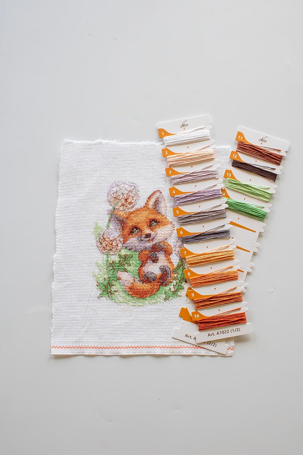 Aine - Dandelion Fox A1022, Animals Cross Stitch Kits 5"x6", Cross Stitch Kits for Beginners & Advanced, Crossstitching Kit Adult, Nature Embroidery Counted Stitching Kit