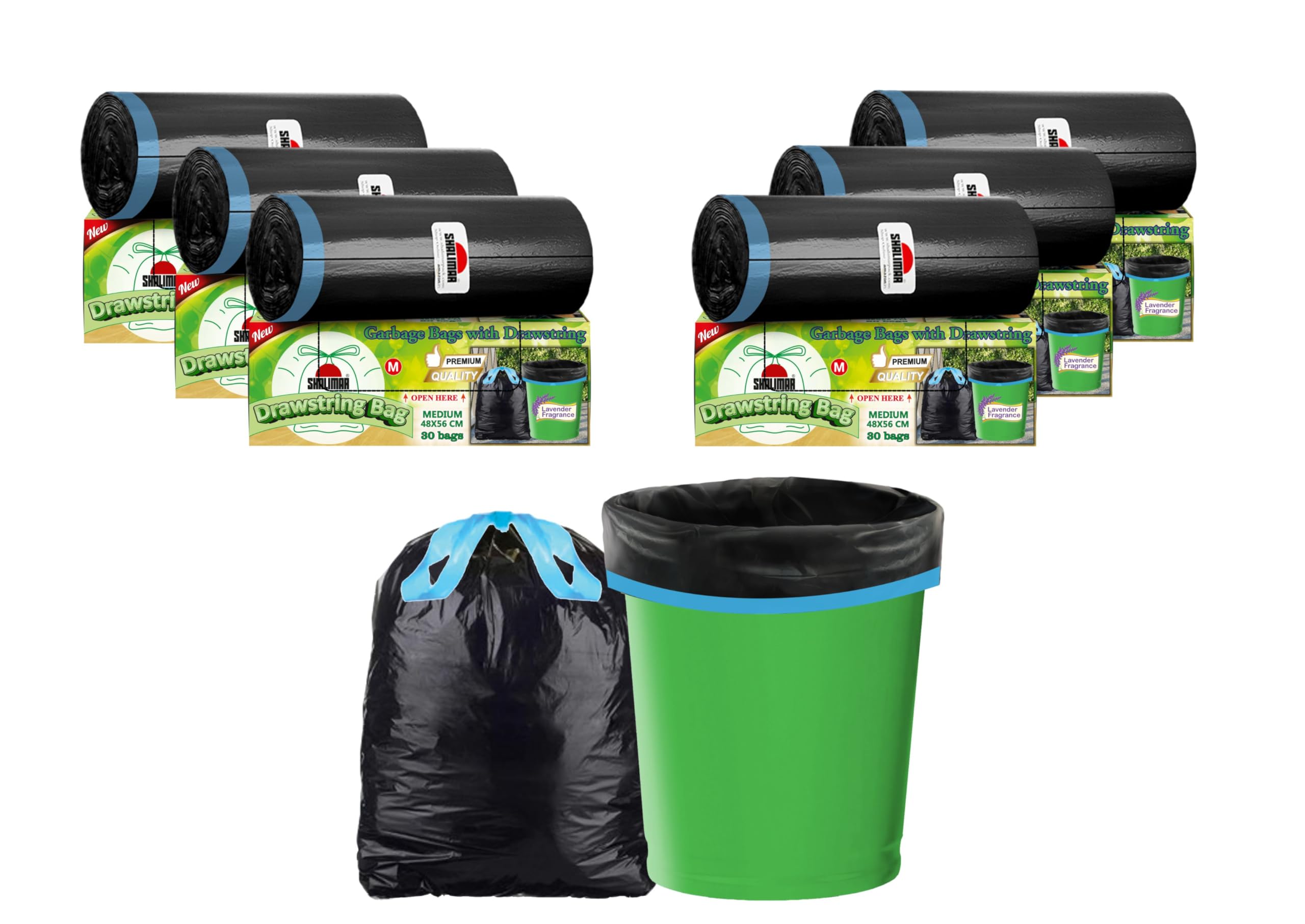 Shalimar Premium Drawstring Garbage Bags (Lavender Fragrance) Size 19 X 21 Inches (Medium) 180 Bags (6 Rolls) Dustbin Bag/Trash Bag - Black Color (B0BNXKPW3C) Amazon Price History, Amazon Price Tracker