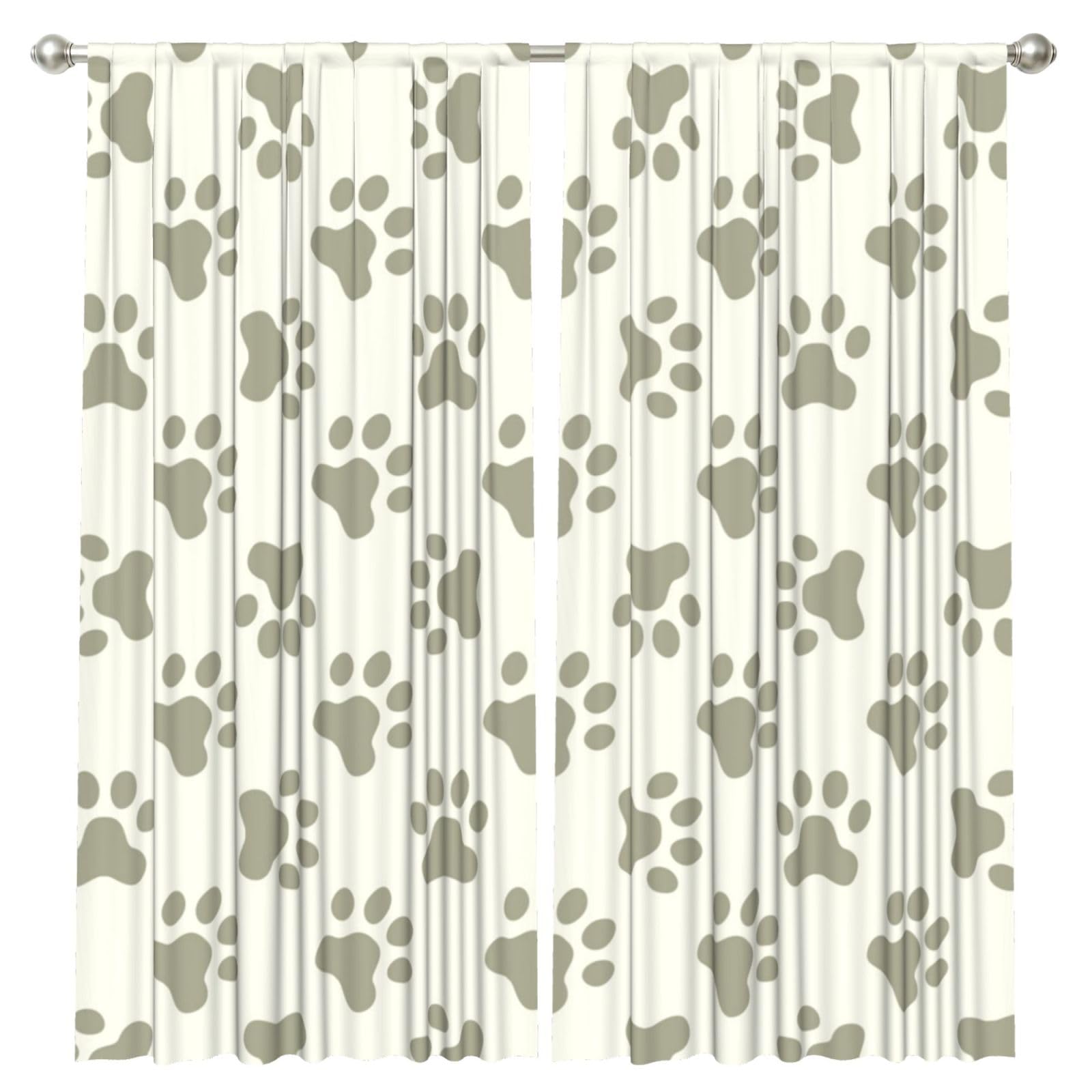 InOmak Dog Paws, 2 Panels Window Curtains 52 x 84 Inch Blackout Curtains for Living Room Bedroom