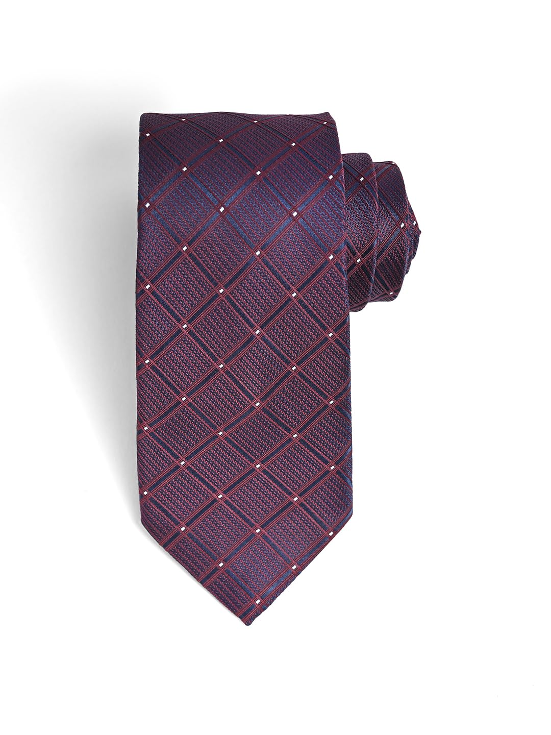 cazzano Men Microfiber Neck Purple Checked Tie-picture-44
