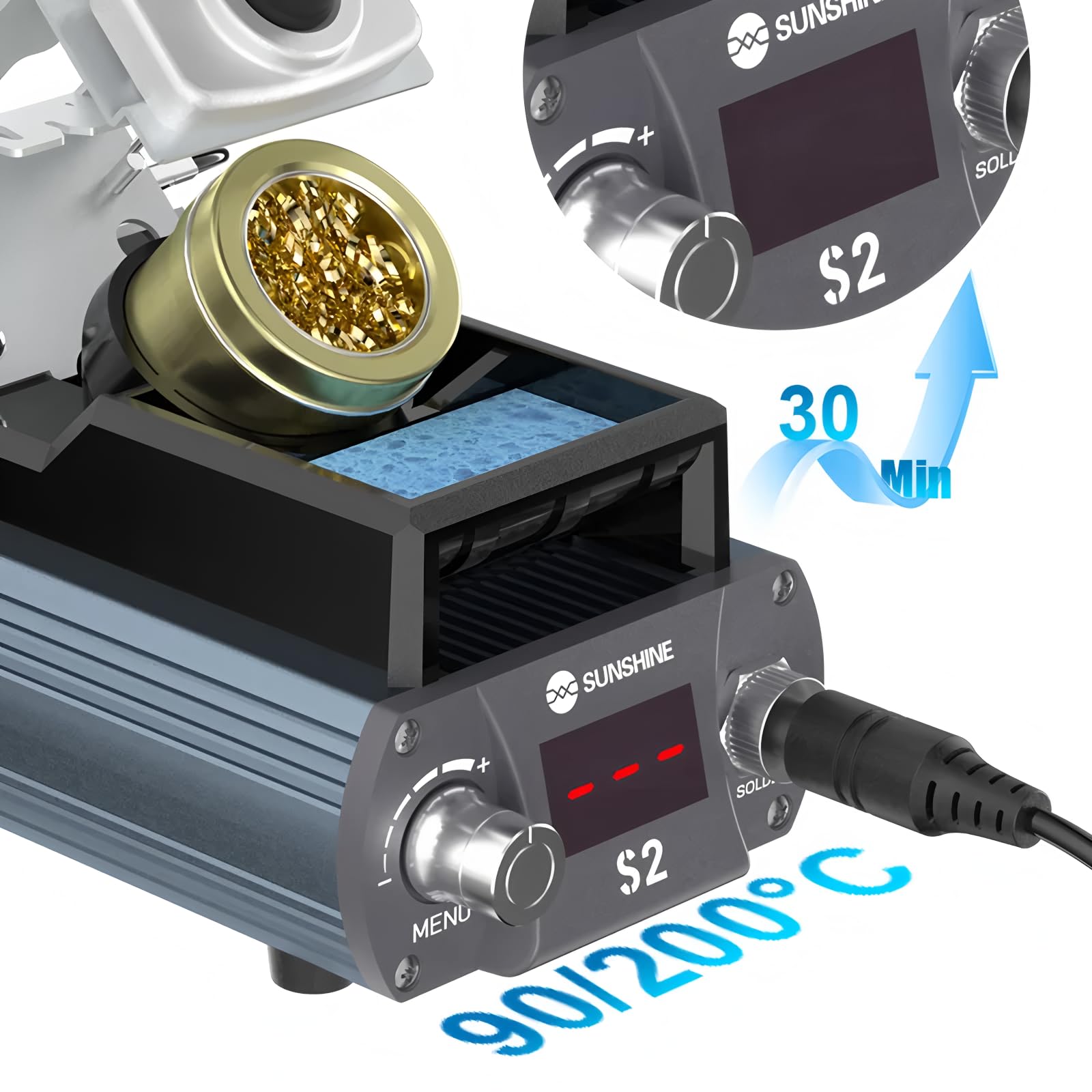 SUNSHINE S2 210 Stazione di Saldatura di Precisione Supporta Punta C210 per Saldature Grandi Riscaldamento Rapido Stazioni di Saldatura