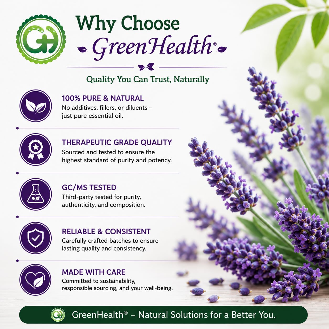 2 botellas de aceite esencial de lavanda de 16 onzas líquidas (100% puro y sin cortar), botella de aluminio. GreenHealth