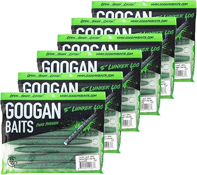 Googan Baits Lunker Log Soft Plastic Stick Bait for Bass Fishing, Classic Worm Profile for Texas Rig, Wacky Rig and Ned Rig