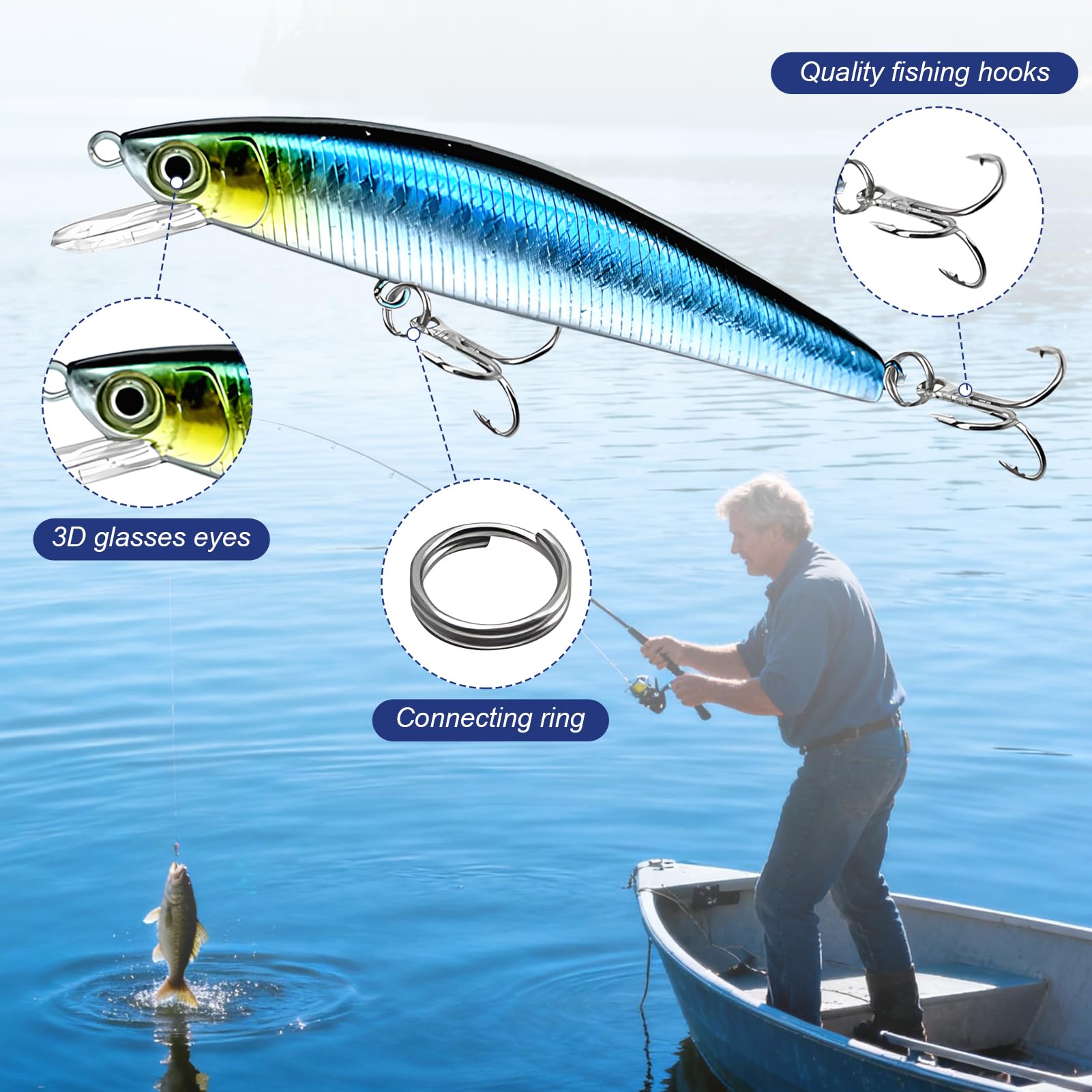 Alriedy Kit Da Pesca 187 Pezzi Professionale - Esca Per Acqua Dolce E Salata, UV Resistant, Ganci Acciaio Inox, Scatola Impermeabile IPX4