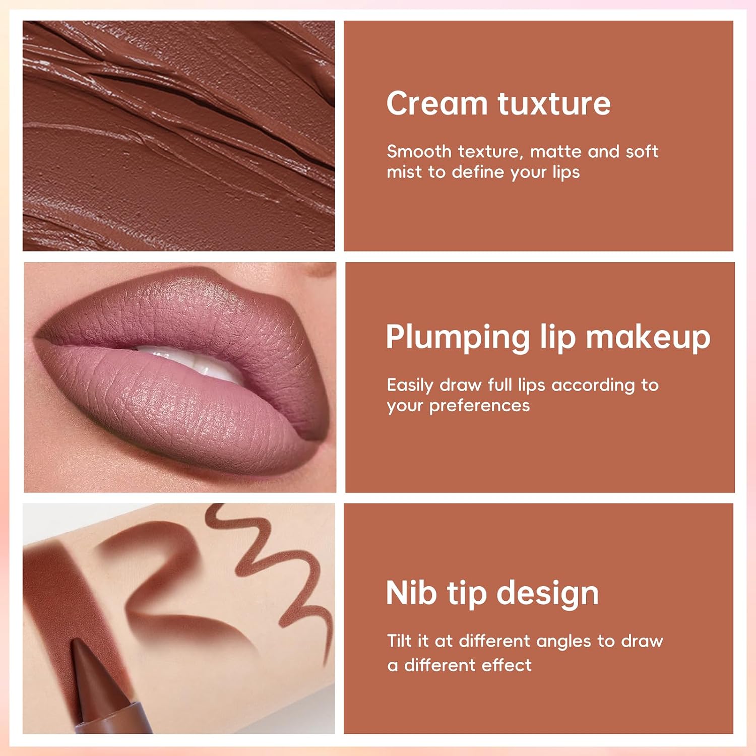 HOSAILY 2 Colors Lip Liner with Lip Gloss Set, Moisturizing Red Lip Pencil Dark Red Lip Liner and Lip Gloss Combo, Long Lasting Glossy Lip Stain Lipstick Lip Care Makeup image 4