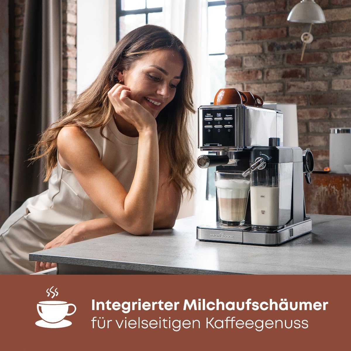 Macchina per espresso ProfiCook® 2 in 1 per caffè in polvere e capsule compatibili Nespresso - macchina con portafiltro da 20 bar - con sistema del latte per caffè e cappuccino - PC ES 1266